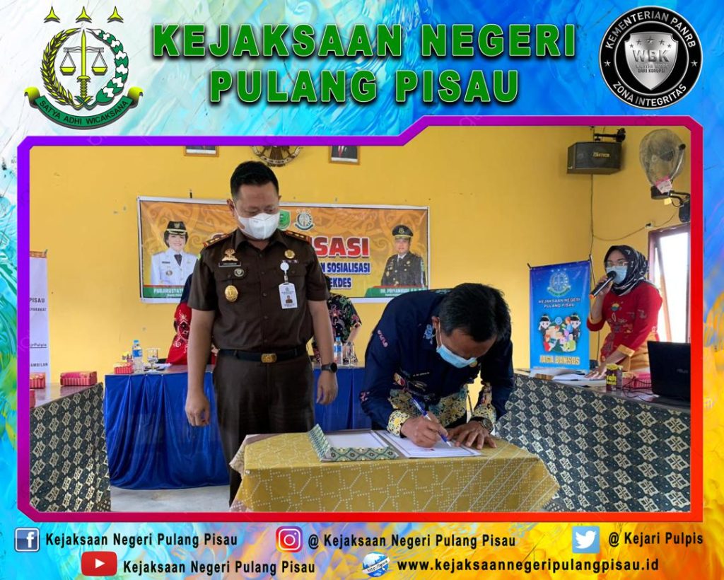 Dampingi Pengelolaan Dana Desa, Kajari Pulpis Bersama Camat Kahayan Kuala Tandatangani Nota Kesepahaman