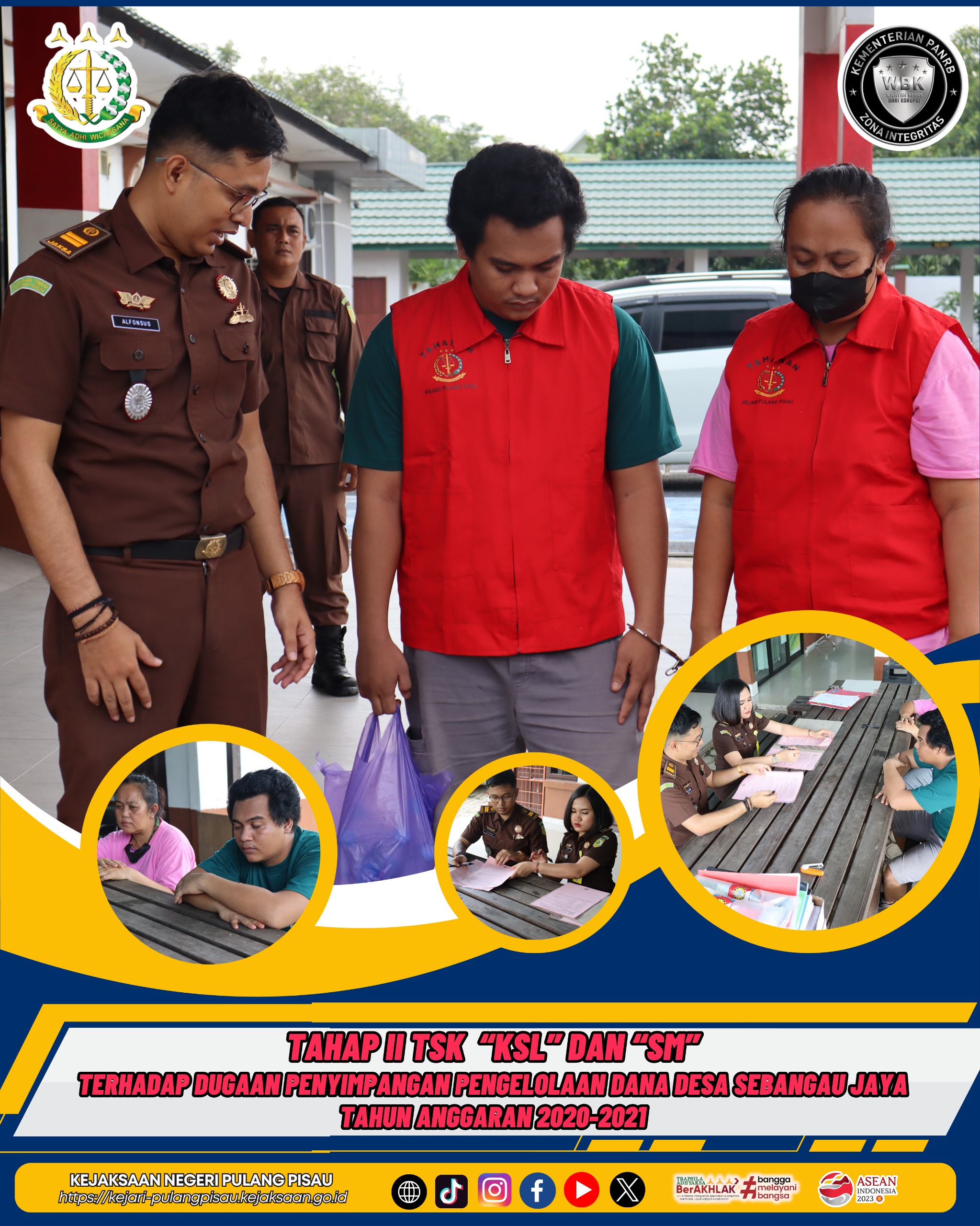 penyerahan tersangka dan barang bukti (Tahap II) perkara dugaan Tindak Pidana Korupsi pada Pengelolaan Dana Desa Sebangau Jaya